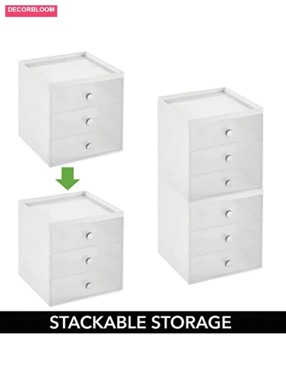 Makeup Organizer with 3 Drawers - Storage Cube for Vanity Desk